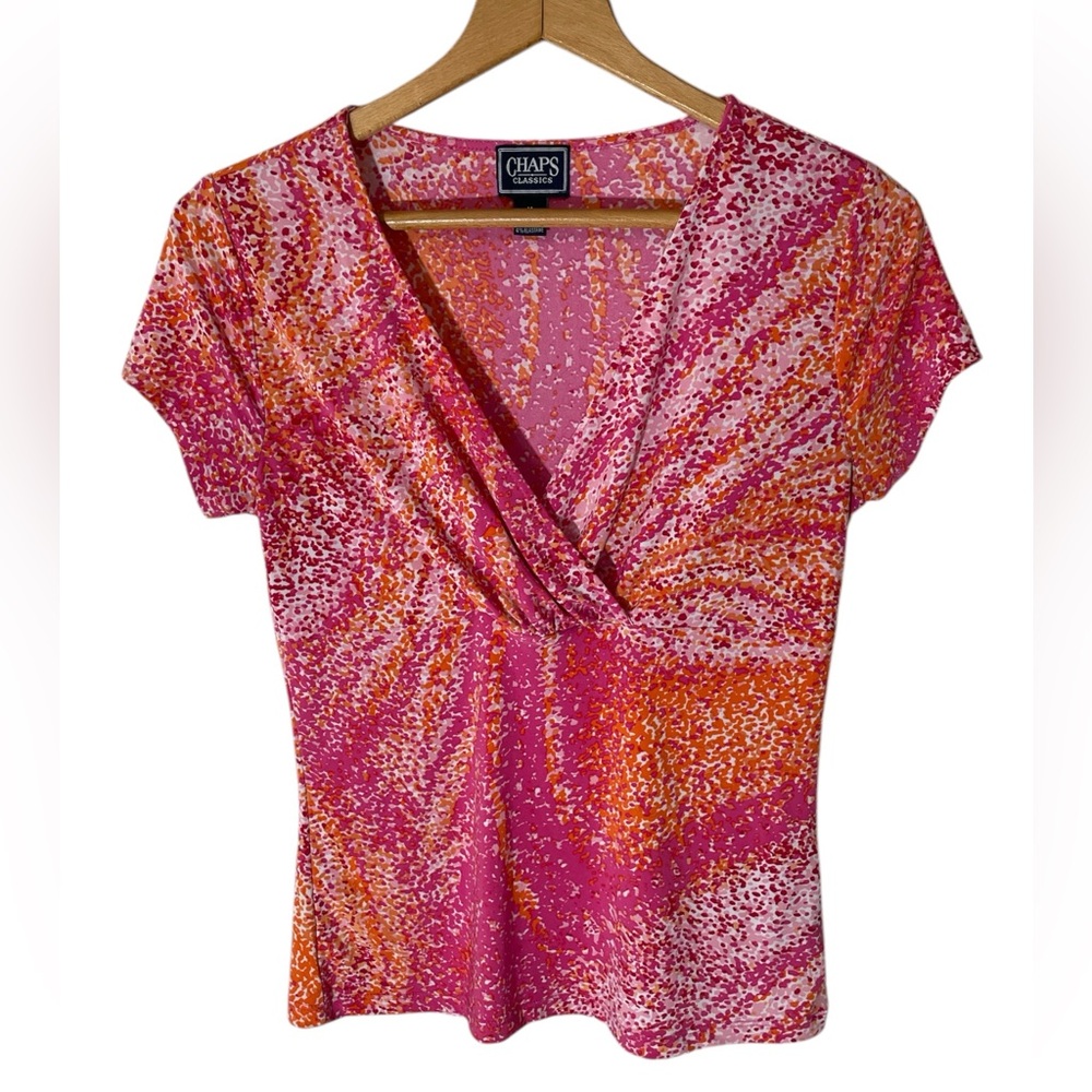 E4- Chaps Women's Medium Pink and Orange Top